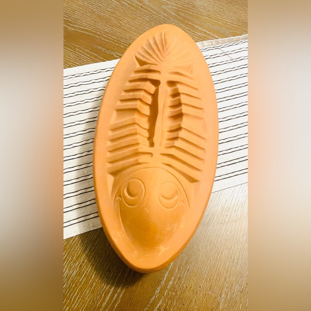 Vintage Terra Cotta Fish Baking Dish Pan Clay Stoneware Italy 18" Large